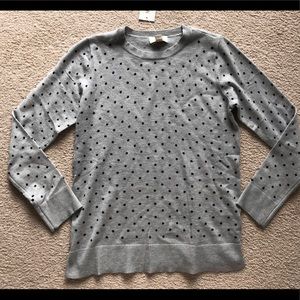 Style & Co Dot Print Pullover Sweater Crew Neck S